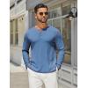 imageCOOFANDY Mens Henley Shirts Long Sleeve Casual Maverick Slub Henley TShirts Lightweight Basic TeeBlue