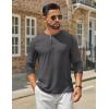 imageCOOFANDY Mens Henley Shirts Long Sleeve Casual Maverick Slub Henley TShirts Lightweight Basic TeeDark Gray