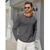 imageCOOFANDY Mens Henley Shirts Long Sleeve Casual Maverick Slub Henley TShirts Lightweight Basic TeeDark Gray