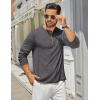 imageCOOFANDY Mens Henley Shirts Long Sleeve Casual Maverick Slub Henley TShirts Lightweight Basic TeeDark Gray