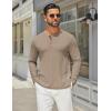imageCOOFANDY Mens Henley Shirts Long Sleeve Casual Maverick Slub Henley TShirts Lightweight Basic TeeKhaki