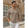 imageCOOFANDY Mens Henley Shirts Long Sleeve Casual Maverick Slub Henley TShirts Lightweight Basic TeeKhaki