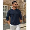 imageCOOFANDY Mens Henley Shirts Long Sleeve Casual Maverick Slub Henley TShirts Lightweight Basic TeeNavy Blue