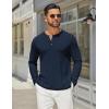 imageCOOFANDY Mens Henley Shirts Long Sleeve Casual Maverick Slub Henley TShirts Lightweight Basic TeeNavy Blue
