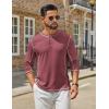 imageCOOFANDY Mens Henley Shirts Long Sleeve Casual Maverick Slub Henley TShirts Lightweight Basic TeeWine Red