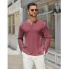 imageCOOFANDY Mens Henley Shirts Long Sleeve Casual Maverick Slub Henley TShirts Lightweight Basic TeeWine Red