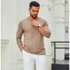 imageCOOFANDY Mens Henley Shirts Long Sleeve Casual Pullover TShirt Fashion Basic Button ShirtstKhaki
