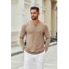 imageCOOFANDY Mens Henley Shirts Long Sleeve Casual Pullover TShirt Fashion Basic Button ShirtstKhaki