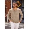 imageCOOFANDY Mens Henley Shirts Long Sleeve Casual Pullover TShirt Fashion Basic Button ShirtstKhaki