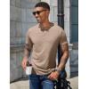 imageCOOFANDY Mens Henley Shirts Short Sleeve Casual Basic Henley Tee Summer Button Lightweight Stretch T ShirtsKhaki