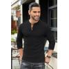 imageCOOFANDY Mens Henley TShirts Long Sleeve Pullover Shirt Casual Heavyweight Button Shirts Basic TeesBlack  Khaki