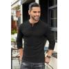 imageCOOFANDY Mens Henley TShirts Long Sleeve Pullover Shirt Casual Heavyweight Button Shirts Basic TeesBlack