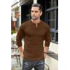imageCOOFANDY Mens Henley TShirts Long Sleeve Pullover Shirt Casual Heavyweight Button Shirts Basic TeesBrown