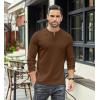 imageCOOFANDY Mens Henley TShirts Long Sleeve Pullover Shirt Casual Heavyweight Button Shirts Basic TeesBrown