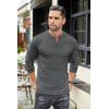imageCOOFANDY Mens Henley TShirts Long Sleeve Pullover Shirt Casual Heavyweight Button Shirts Basic TeesDark Grey