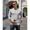 imageCOOFANDY Mens Henley TShirts Long Sleeve Pullover Shirt Casual Heavyweight Button Shirts Basic TeesGrey