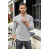 imageCOOFANDY Mens Henley TShirts Long Sleeve Pullover Shirt Casual Heavyweight Button Shirts Basic TeesGrey