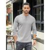 imageCOOFANDY Mens Henley TShirts Long Sleeve Pullover Shirt Casual Heavyweight Button Shirts Basic TeesGrey