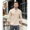 imageCOOFANDY Mens Henley TShirts Long Sleeve Pullover Shirt Casual Heavyweight Button Shirts Basic TeesKhaki