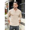 imageCOOFANDY Mens Henley TShirts Long Sleeve Pullover Shirt Casual Heavyweight Button Shirts Basic TeesKhaki