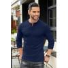 imageCOOFANDY Mens Henley TShirts Long Sleeve Pullover Shirt Casual Heavyweight Button Shirts Basic TeesNavy Blue