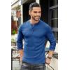 imageCOOFANDY Mens Henley TShirts Long Sleeve Pullover Shirt Casual Heavyweight Button Shirts Basic TeesRoyal Blue