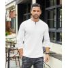 imageCOOFANDY Mens Henley TShirts Long Sleeve Pullover Shirt Casual Heavyweight Button Shirts Basic TeesWhite