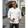imageCOOFANDY Mens Henley TShirts Long Sleeve Pullover Shirt Casual Heavyweight Button Shirts Basic TeesWhite