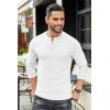 imageCOOFANDY Mens Henley TShirts Long Sleeve Pullover Shirt Casual Heavyweight Button Shirts Basic TeesWhite