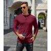 imageCOOFANDY Mens Henley TShirts Long Sleeve Pullover Shirt Casual Heavyweight Button Shirts Basic TeesWine Red