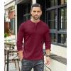 imageCOOFANDY Mens Henley TShirts Long Sleeve Pullover Shirt Casual Heavyweight Button Shirts Basic TeesWine Red