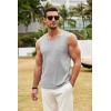 imageCOOFANDY Mens Knit Tank Tops Casual Sleeveless T Shirts Beach Tank Shirts with PocketLight Grey