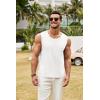 imageCOOFANDY Mens Knit Tank Tops Casual Sleeveless T Shirts Beach Tank Shirts with PocketWhite