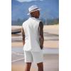 imageCOOFANDY Mens Linen Sets 2 Piece Beach Outfits Lace Up Hippie Tank Tops Summer Casual Sleeveless Shirts Matching Shorts Set1white