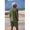 imageCOOFANDY Mens Linen Sets 2 Piece Beach Outfits Lace Up Hippie Tank Tops Summer Casual Sleeveless Shirts Matching Shorts SetArmy Green