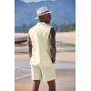imageCOOFANDY Mens Linen Sets 2 Piece Beach Outfits Lace Up Hippie Tank Tops Summer Casual Sleeveless Shirts Matching Shorts SetBeige