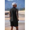 imageCOOFANDY Mens Linen Sets 2 Piece Beach Outfits Lace Up Hippie Tank Tops Summer Casual Sleeveless Shirts Matching Shorts SetBlack