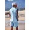 imageCOOFANDY Mens Linen Sets 2 Piece Beach Outfits Lace Up Hippie Tank Tops Summer Casual Sleeveless Shirts Matching Shorts SetBlue