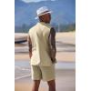 imageCOOFANDY Mens Linen Sets 2 Piece Beach Outfits Lace Up Hippie Tank Tops Summer Casual Sleeveless Shirts Matching Shorts SetKhaki