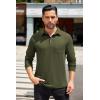 imageCOOFANDY Mens Long Sleeve Polo Shirt Casual Dress Button Polo T Shirt with Pocket Basic Lightweight Collared Golf ShirtArmy Green