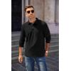 imageCOOFANDY Mens Long Sleeve Polo Shirt Casual Dress Button Polo T Shirt with Pocket Basic Lightweight Collared Golf ShirtBlack