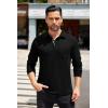 imageCOOFANDY Mens Long Sleeve Polo Shirt Casual Dress Button Polo T Shirt with Pocket Basic Lightweight Collared Golf ShirtBlack