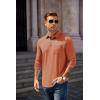 imageCOOFANDY Mens Long Sleeve Polo Shirt Casual Dress Button Polo T Shirt with Pocket Basic Lightweight Collared Golf ShirtCaramel