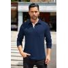 imageCOOFANDY Mens Long Sleeve Polo Shirt Casual Dress Button Polo T Shirt with Pocket Basic Lightweight Collared Golf ShirtDark Blue