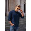 imageCOOFANDY Mens Long Sleeve Polo Shirt Casual Dress Button Polo T Shirt with Pocket Basic Lightweight Collared Golf ShirtDark Blue