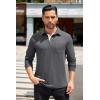 imageCOOFANDY Mens Long Sleeve Polo Shirt Casual Dress Button Polo T Shirt with Pocket Basic Lightweight Collared Golf ShirtDark Grey