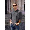 imageCOOFANDY Mens Long Sleeve Polo Shirt Casual Dress Button Polo T Shirt with Pocket Basic Lightweight Collared Golf ShirtDark Grey