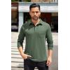imageCOOFANDY Mens Long Sleeve Polo Shirt Casual Dress Button Polo T Shirt with Pocket Basic Lightweight Collared Golf ShirtDeep Army Green