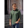 imageCOOFANDY Mens Long Sleeve Polo Shirt Casual Dress Button Polo T Shirt with Pocket Basic Lightweight Collared Golf ShirtDeep Army Green
