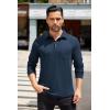 imageCOOFANDY Mens Long Sleeve Polo Shirt Casual Dress Button Polo T Shirt with Pocket Basic Lightweight Collared Golf ShirtDeep Blue